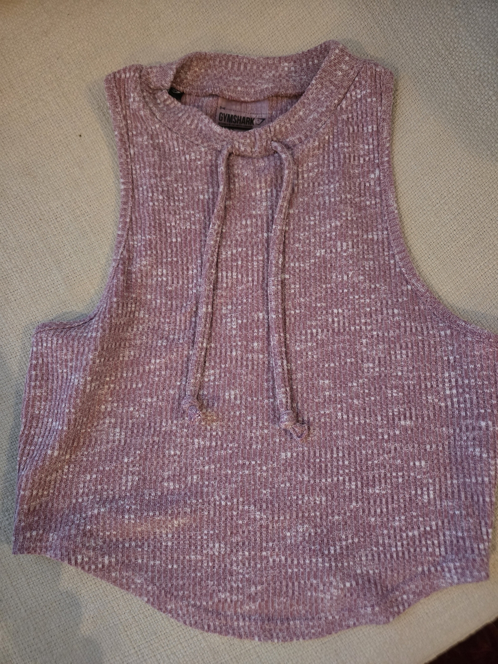 Gymshark Mauve Heathered Ribbed Cropped Muscle Tee